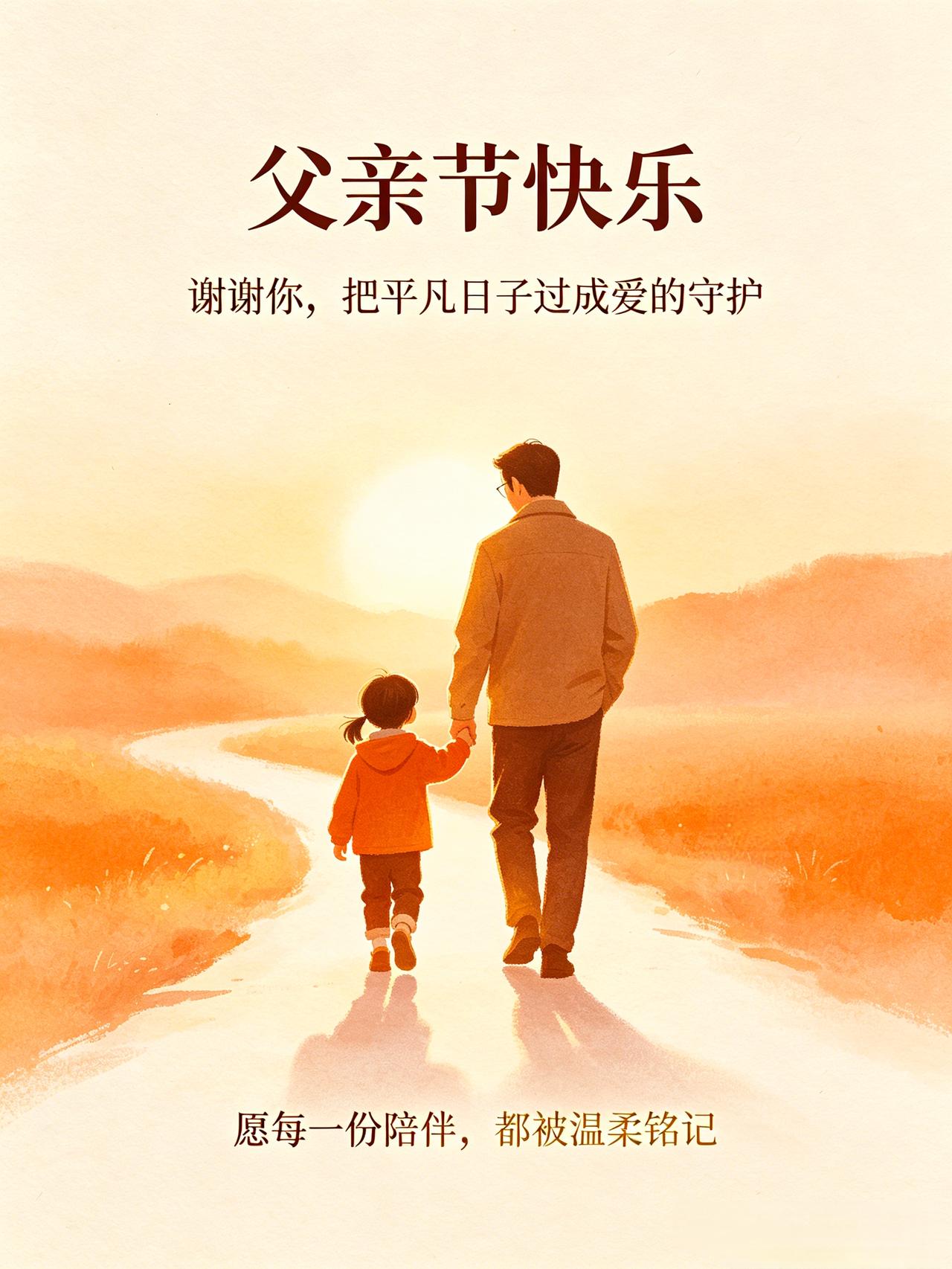 今天父亲节！我想起小时候，父亲也是这样牵着我的手，也是这样骑自行车带着我！