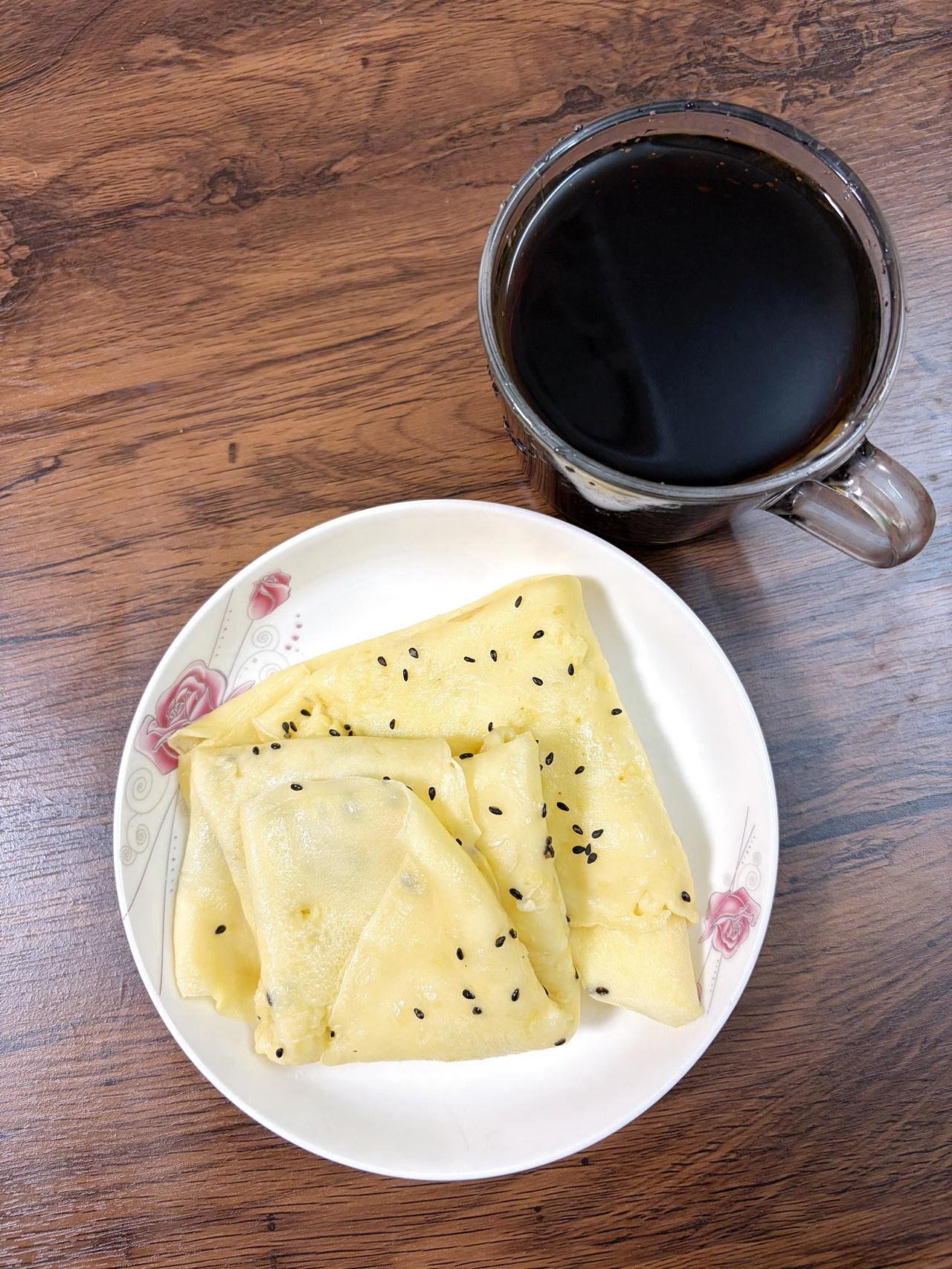 自律减脂健康餐，目标95斤，加油
今日减脂早餐：玉米鸡蛋饼+黑咖啡