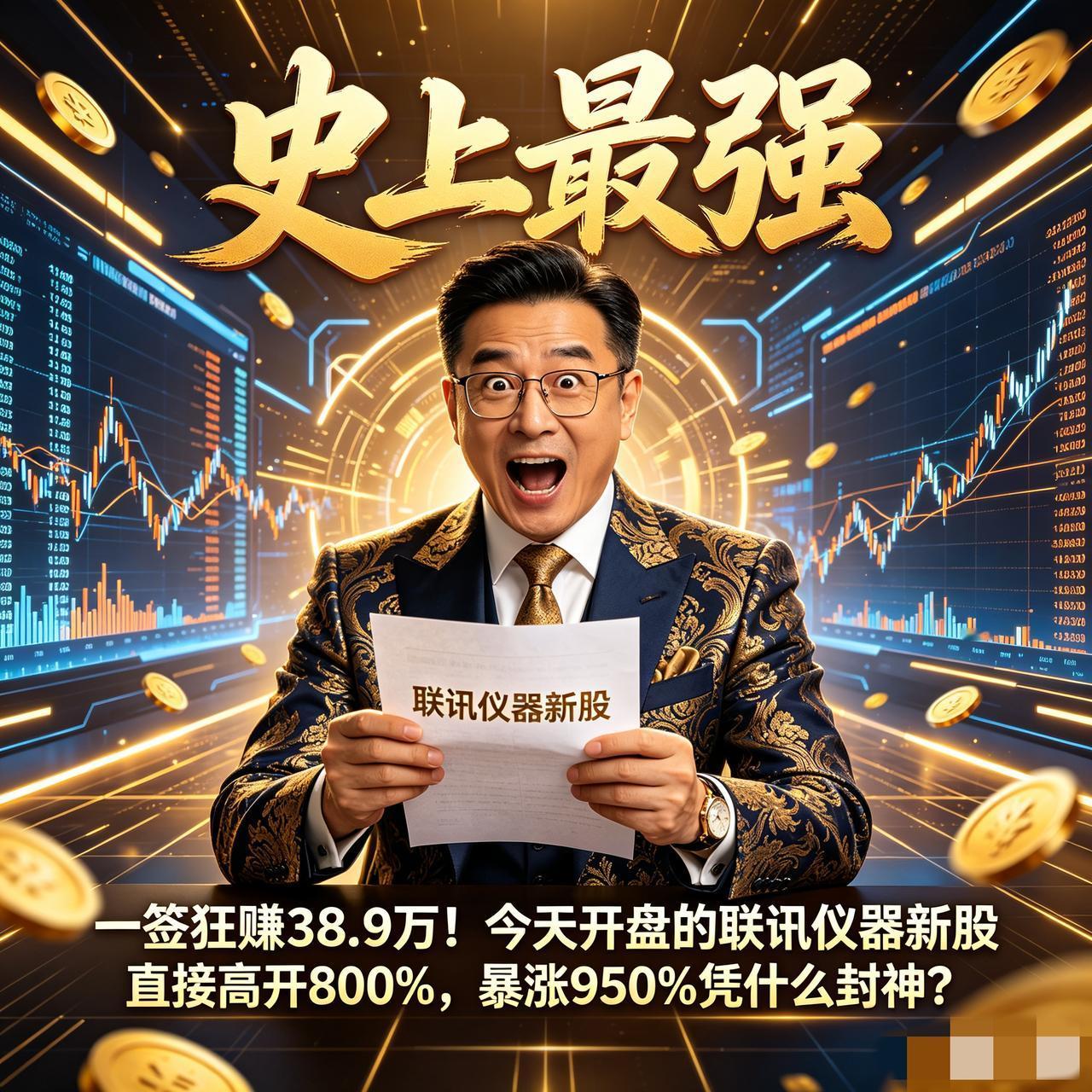 [招财进宝]  史上最强｜一签狂赚38.9万！今天开盘的联讯仪器新股直接高开80