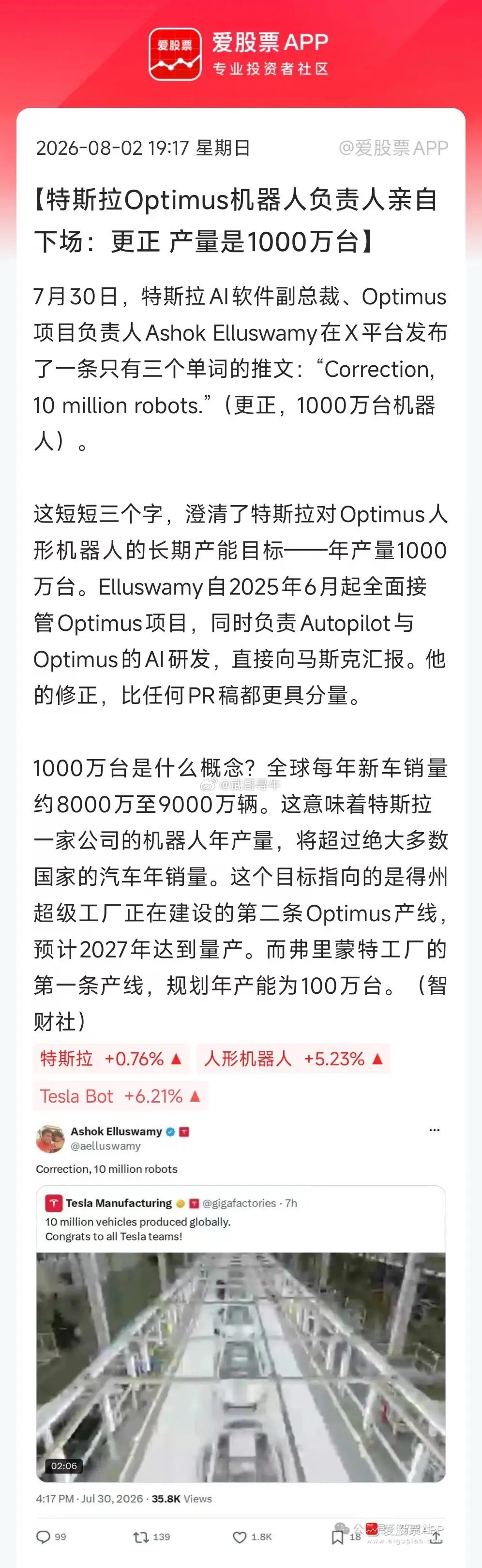 今日看盘  特斯拉又来画饼了，这次不是马斯克，是他们公司负责机器人业务的副总裁！