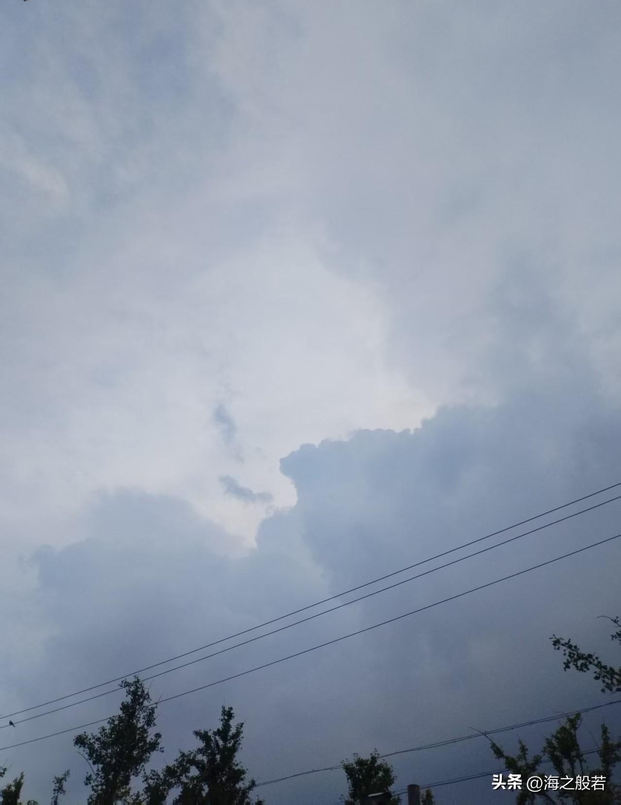 出门就赶上乌云翻滚而来，仿佛伸手就能扯下一片，紧接着就是大风，飞沙走石般扑面而来