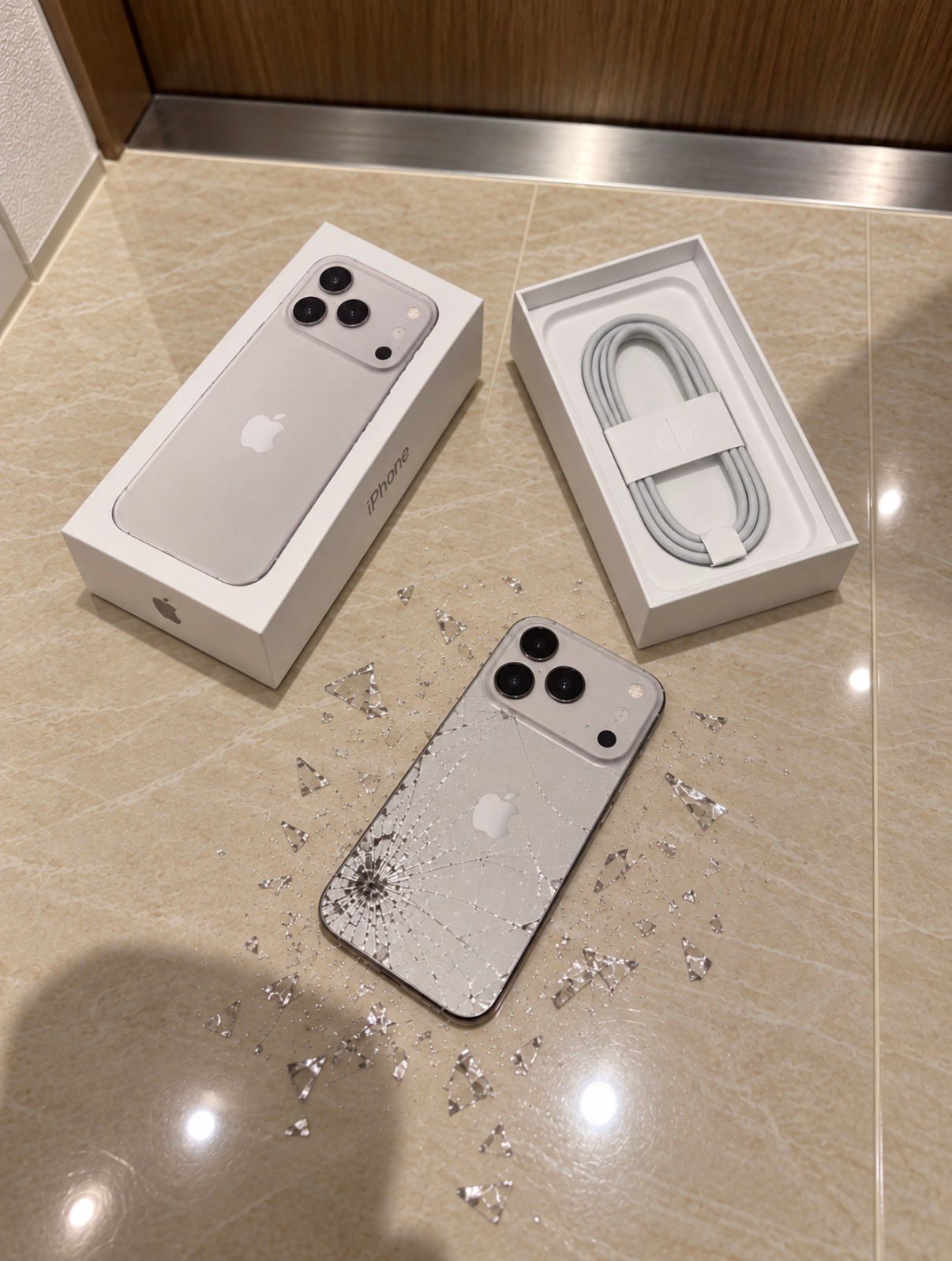 iPhone18Pro首摔由于表面太光滑了，所有开启时得小心！ ​​​
