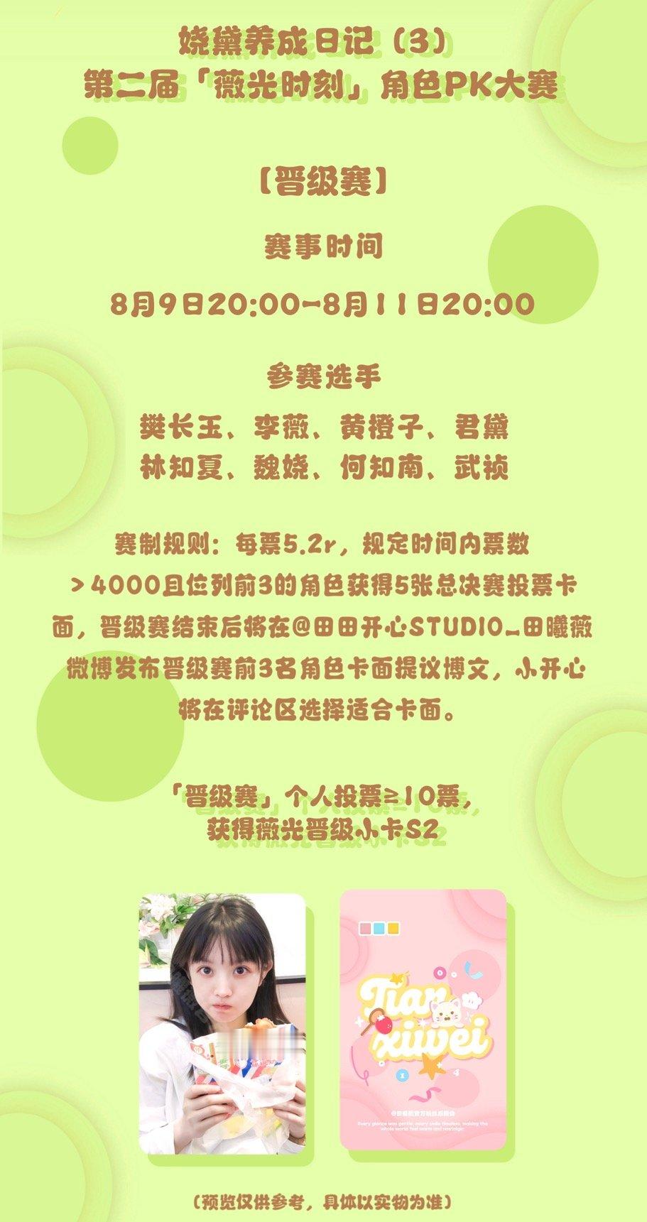 今晚8点角色pk晋级赛开始啦还是两天时间 5.2r一票票数前三名且大于4000票