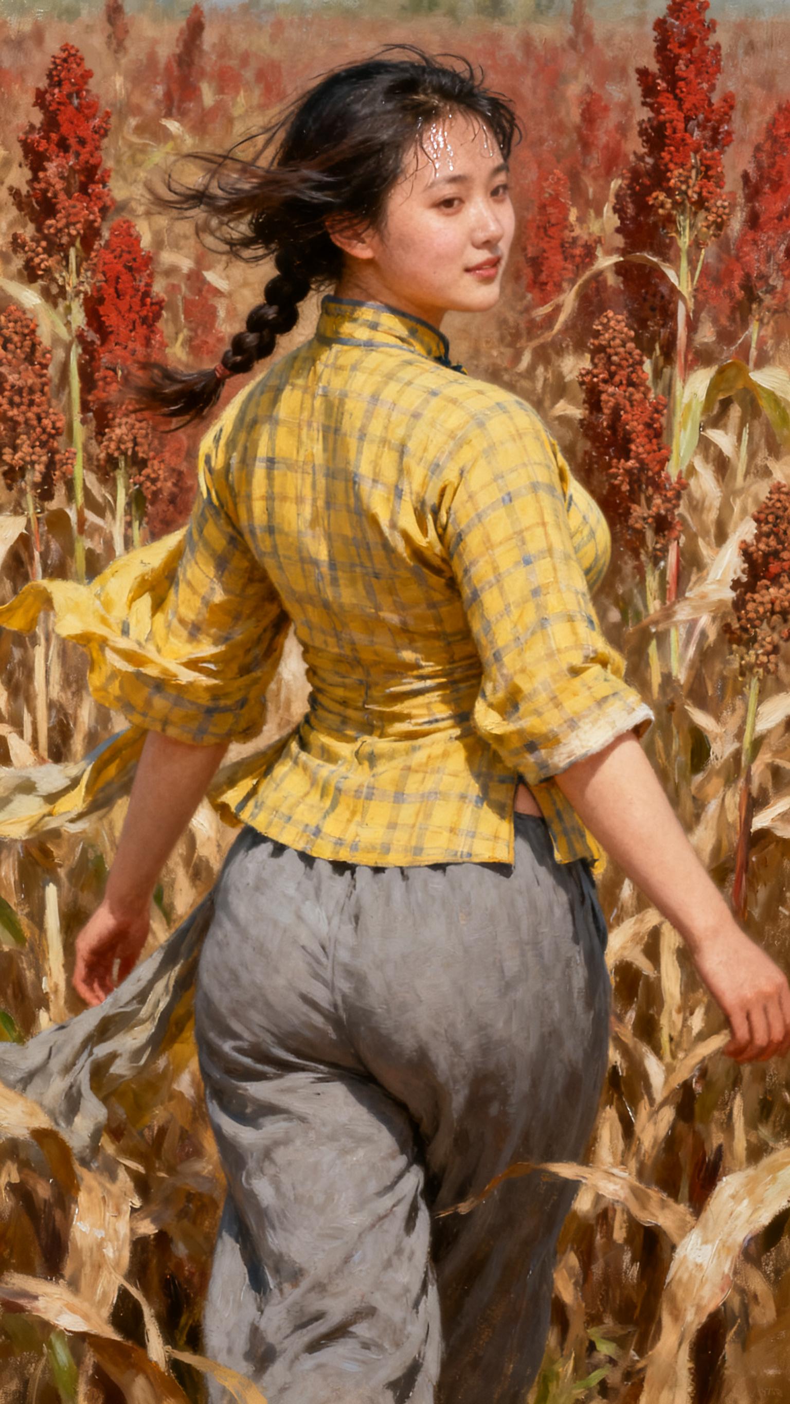 油画欣赏 格子衬衫 高粱糍粑