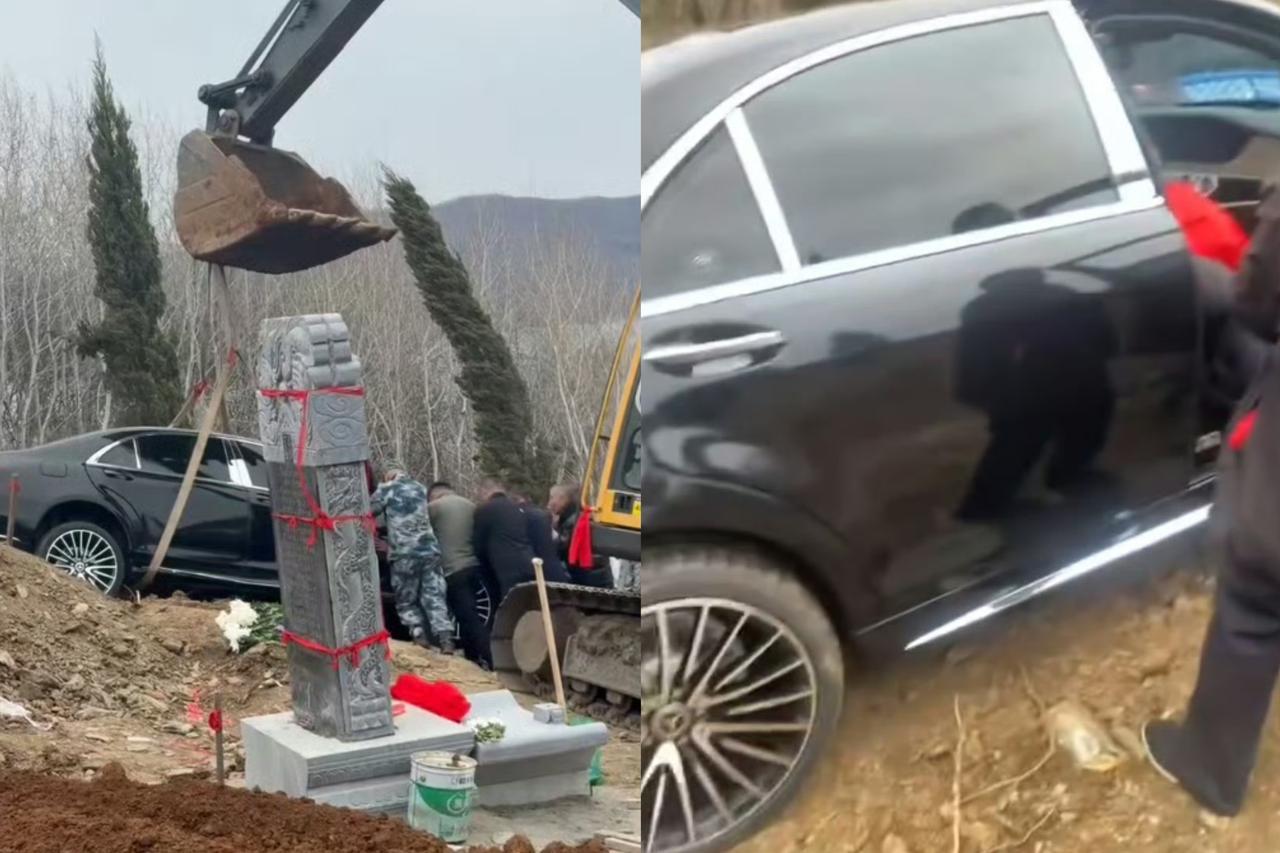 百万奔驰坠坟事件大结局来了！

辽阳瓦子沟村，金某豪掷真车。悬挂8888连号奔驰