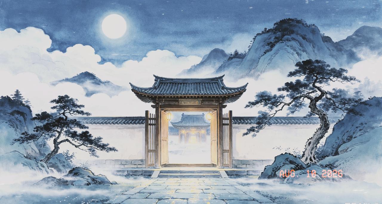 上联：山门不锁云常住，
下联：古寺无声月自留。
 
简评
“山门”对“古寺”，皆