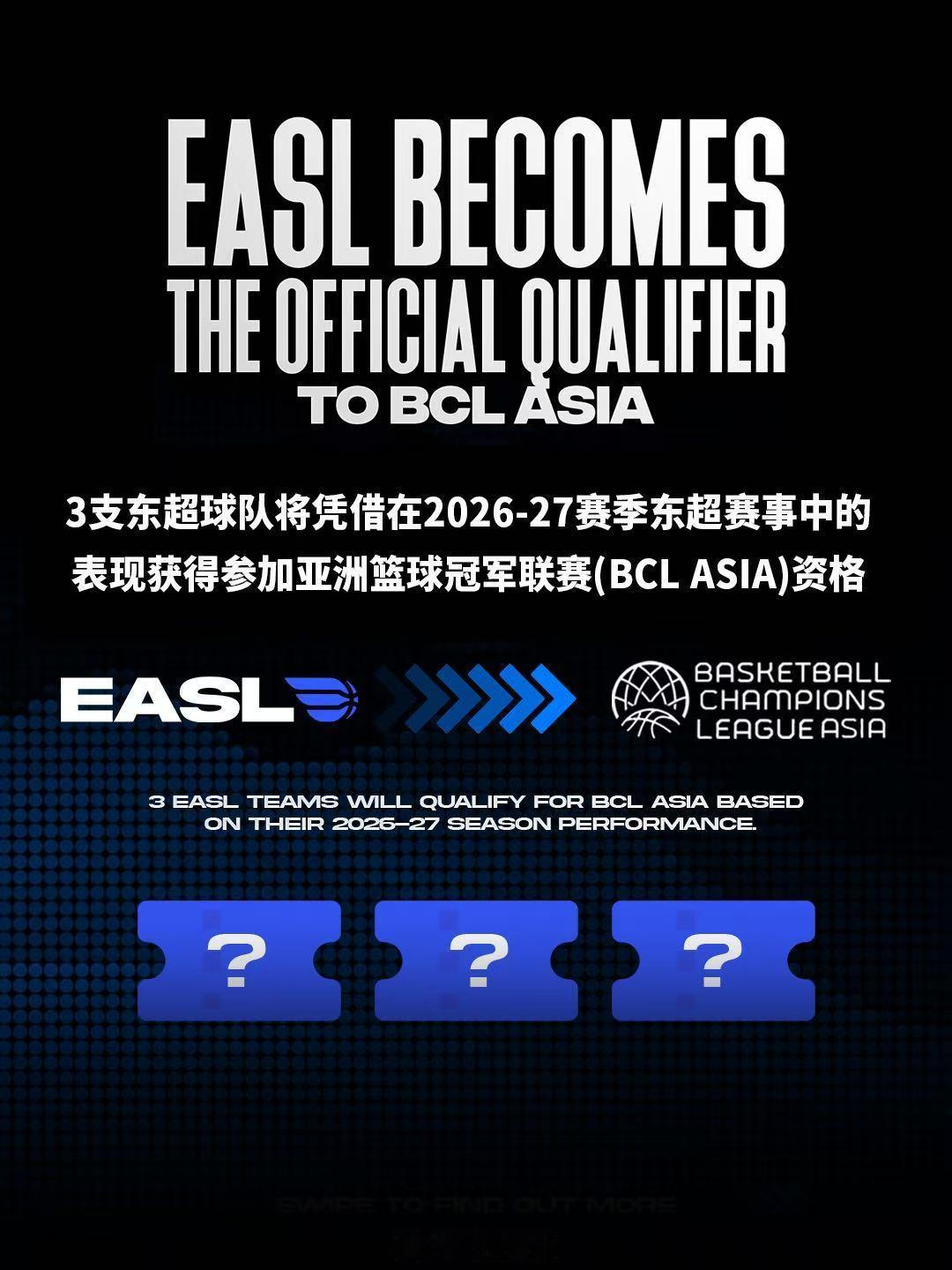 东亚超级联赛 东超正式宣布，将成为2026-2027赛季，亚洲篮球冠军联赛（BC