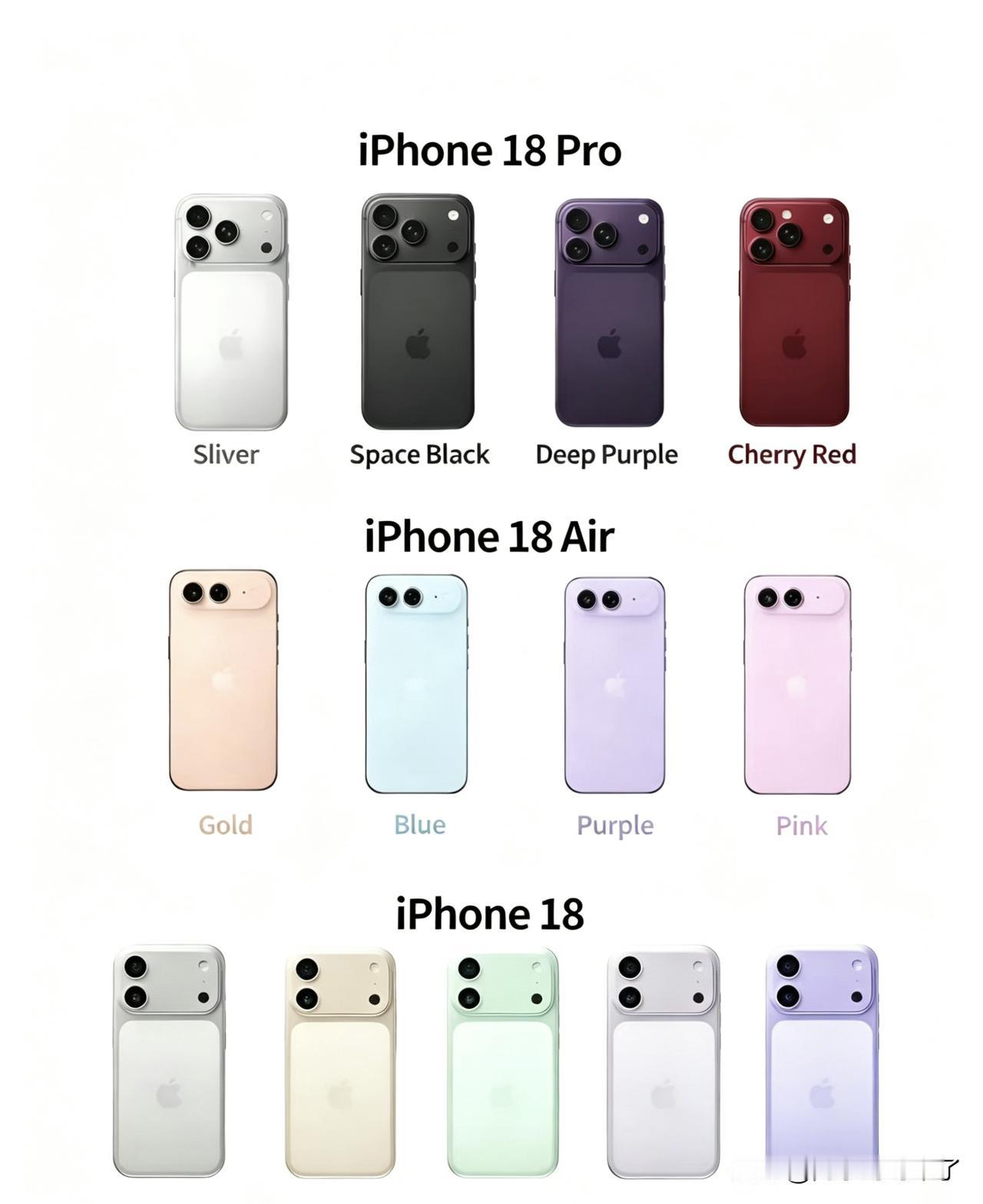 iPhone18Pro这颜色确实好看，这不是小米的霞光紫和赤霞红吗？干脆再弄个雅