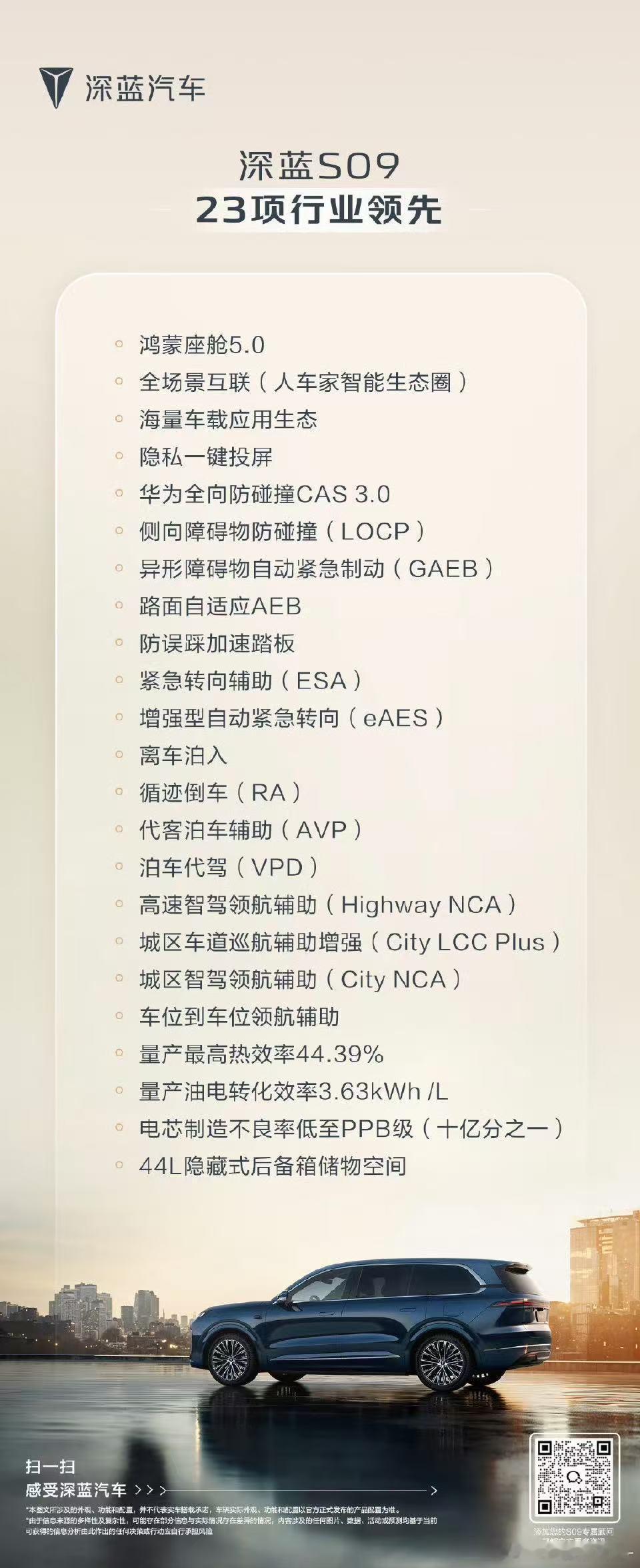 7项行业首发5项同级唯一23项行业领先43项同级领先深蓝S09预售火热开启中深蓝