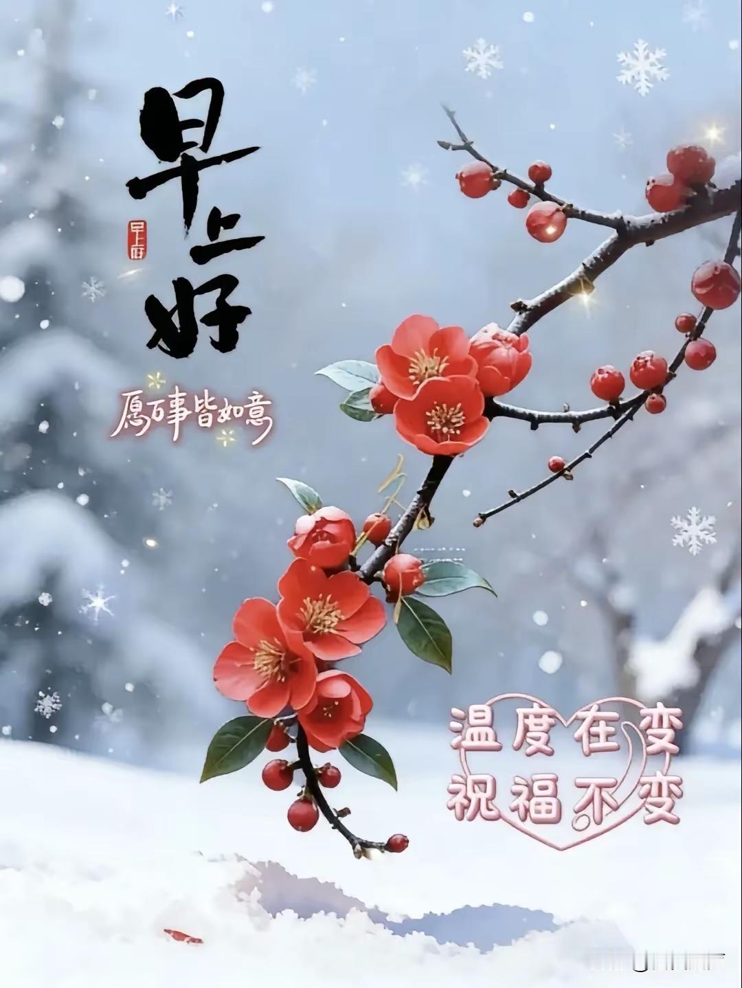 早安，愿事事如意，祝福不变。🌨️🌸