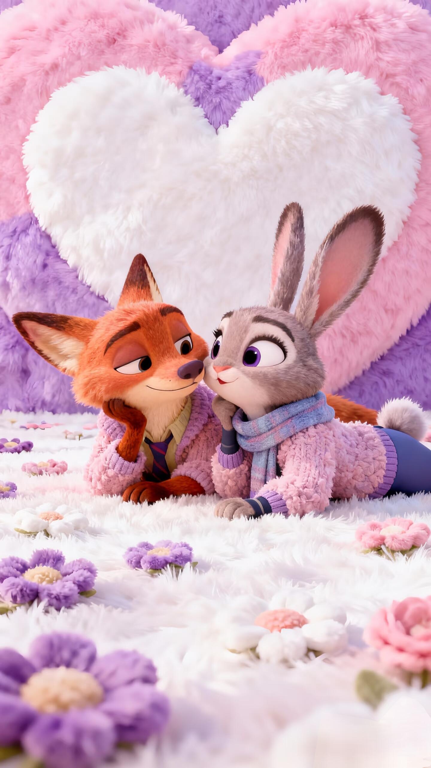 🦊🐰｜疯狂动物城｜壁纸黄昏藏着狐尼克朱迪最甜的心事💛✨ 𝗕𝗘 𝗬𝗢