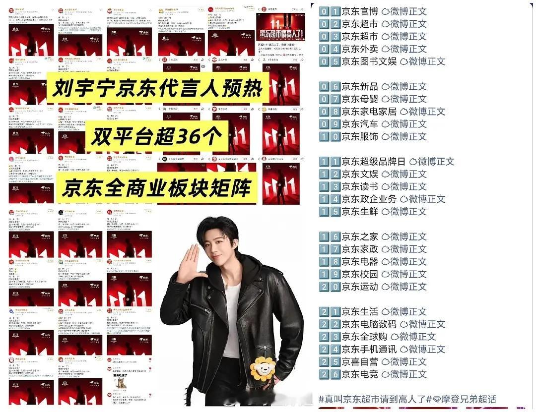 刘宇宁今年是不是爆了，京东待遇也太好了唯一双平台36个官号全线预热代言人，全线官