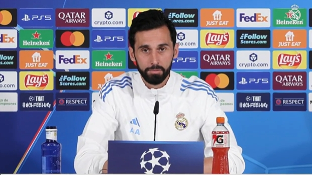 04月07 日讯 皇马主教练阿韦洛亚出席欧冠1/4决赛对阵拜仁的首回合赛前发布会