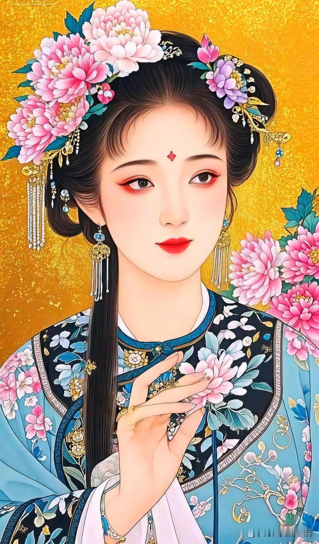 花间美人，笑语盈盈。