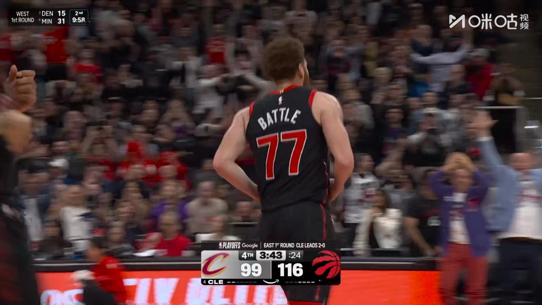 一个巴特尔，一个博伊尔斯，这两位奇兵在第四节让骑士吃尽苦头，猛龙基本拿下G3了n