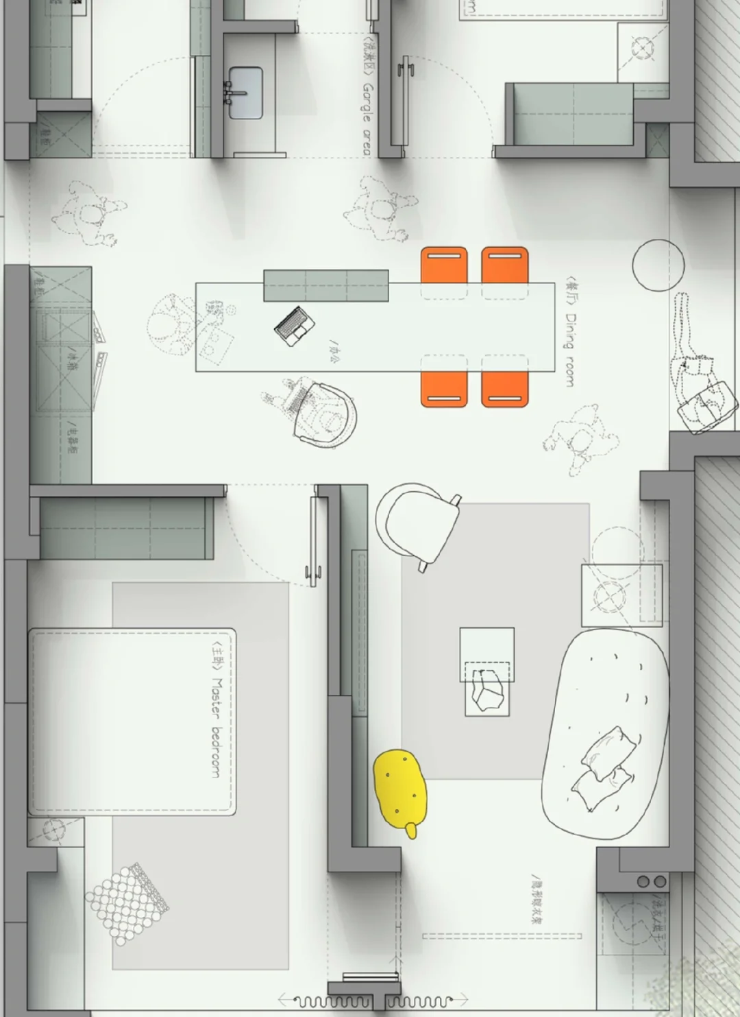 户型优化｜48期-70 ㎡三居室变二居室-3版方案