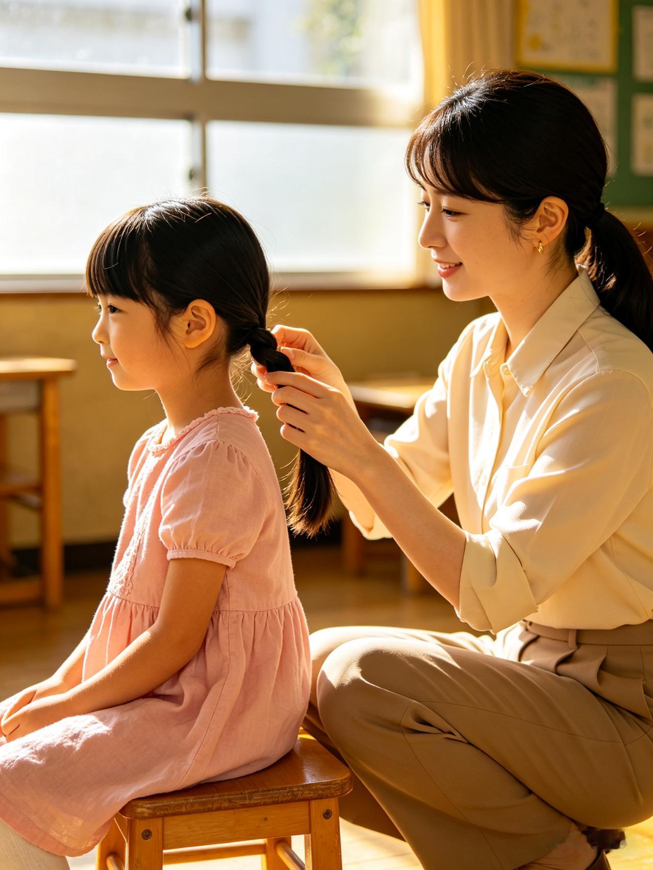 一根马尾辫，让我看到了最好的教育

昨天女儿出差，小外孙女和她爸爸在家。早上扎马