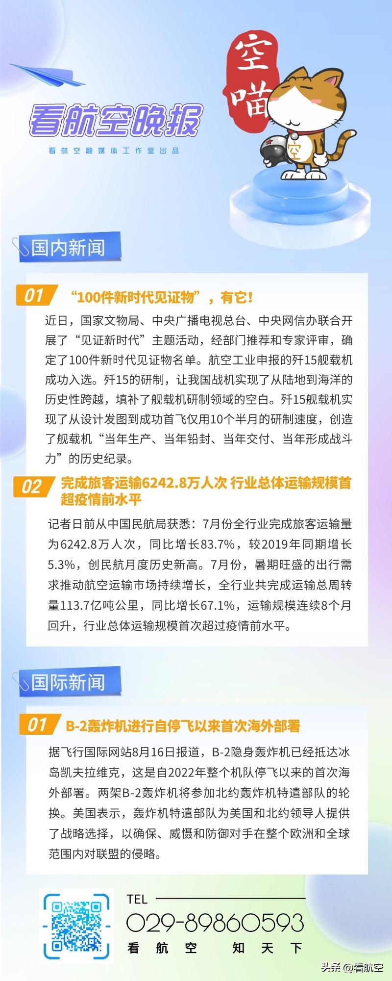 8.17晚报
1、“100件新时代见证物”，有它！
2、完成旅客运输6242.8