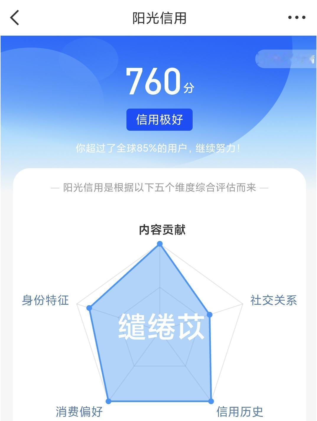 阳光信用[超话] ☀️极好760
你今天的努力，是幸运的伏笔，当下的付出，是明日