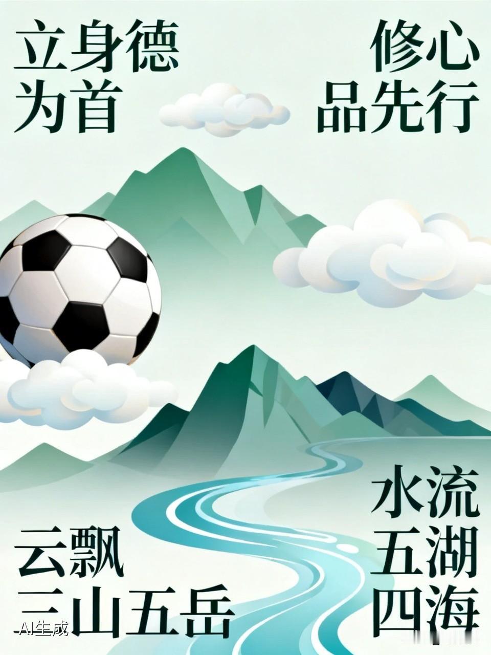 立身德为首
修心品先行
上联：云飘三山五岳；诚邀下联 
云飘三山五岳
水流五湖四