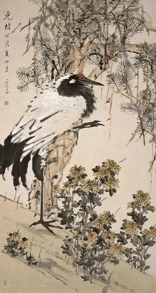 清 虚谷 松鹤中堂。虚谷，生于1824年（一作1821年），逝世于1896年，其