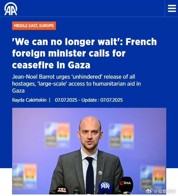 法国外长巴罗呼吁在加沙“立即”停火，强调他们“不能再等了”。巴罗说，“我认为我们