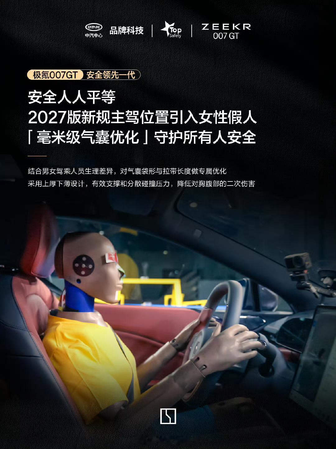 作为C-NCAP 20周年全球公开碰撞测试演示车型。极氪 007GT 成功完成行