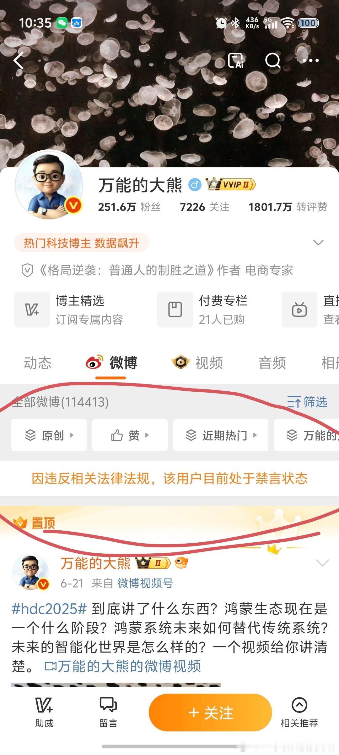 又一个百万粉丝大V被禁言！万能的大熊，谁来聊聊这是咋回事？[二哈] ​​​