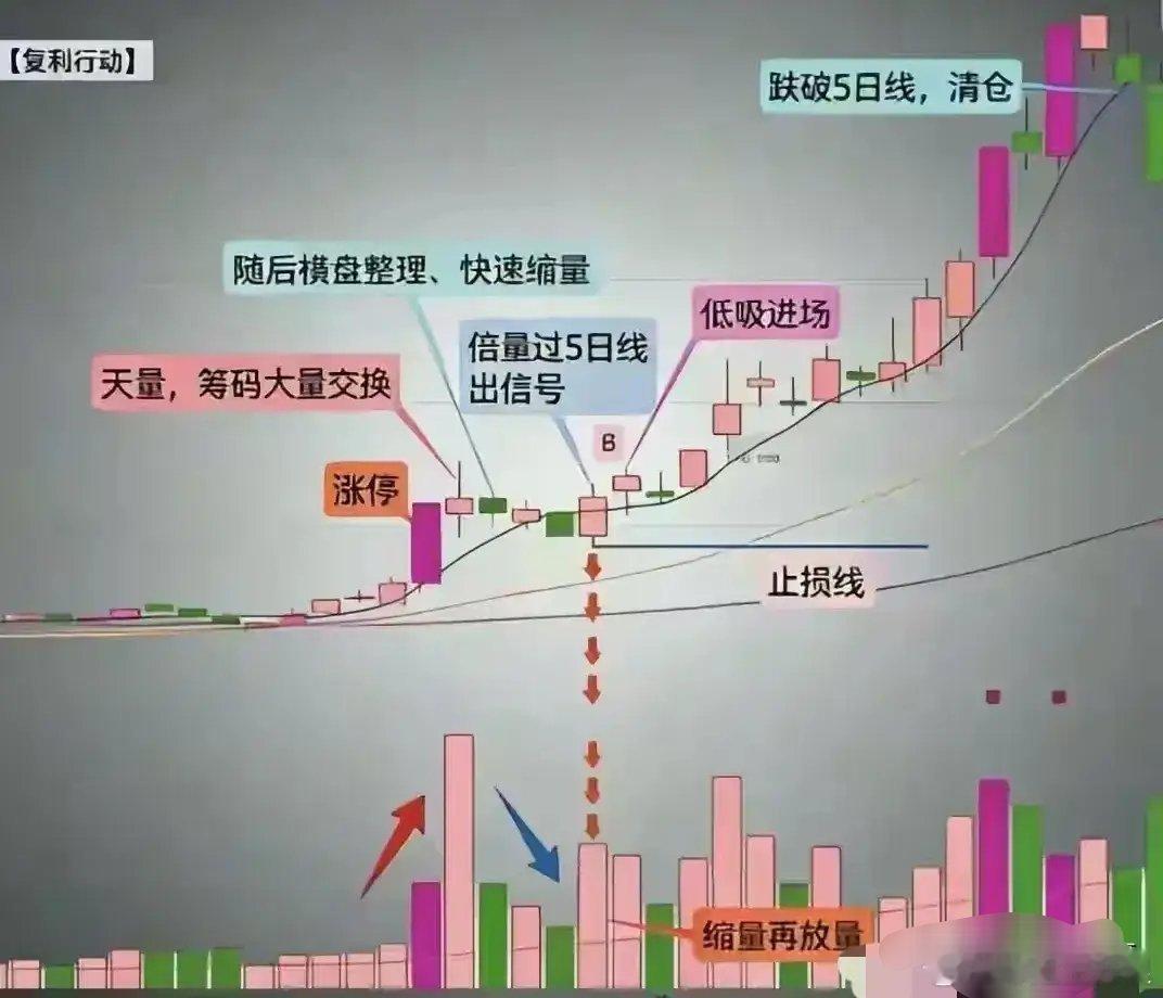 短线坚守一套模式：天量不追，缩量不抄，倍量跟上，5日线拿住做短线多年，我踩过最多