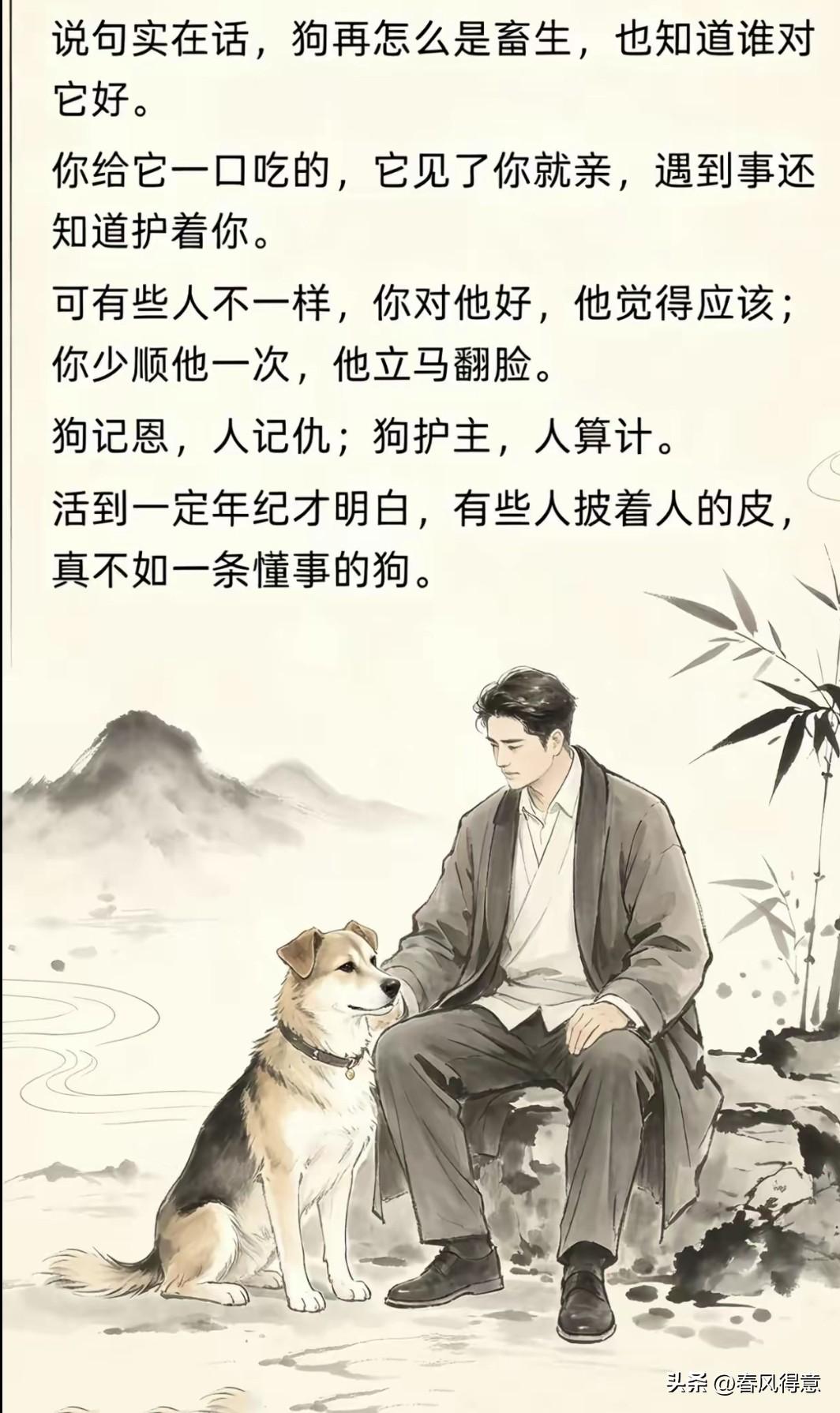 “狗比人更有情义，你给我一口吃的，它就亲你一辈子。”🐾💕