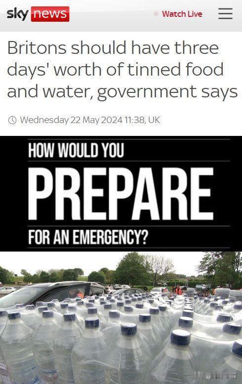 英国当局呼吁所有居民紧急储备物资！

据外媒5月23日的消息，英国当局呼吁所有居