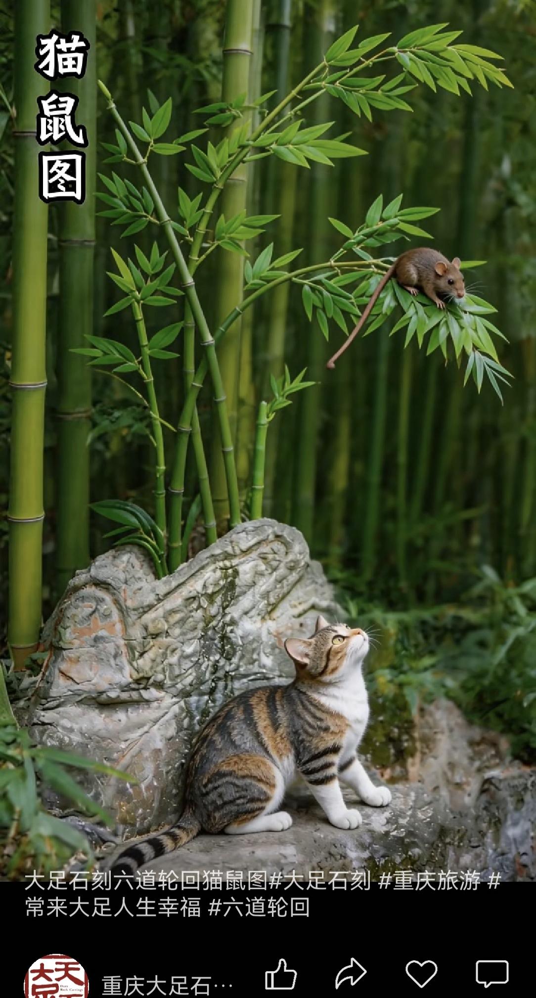 大足石刻的猫鼠图一一求而不得之苦。