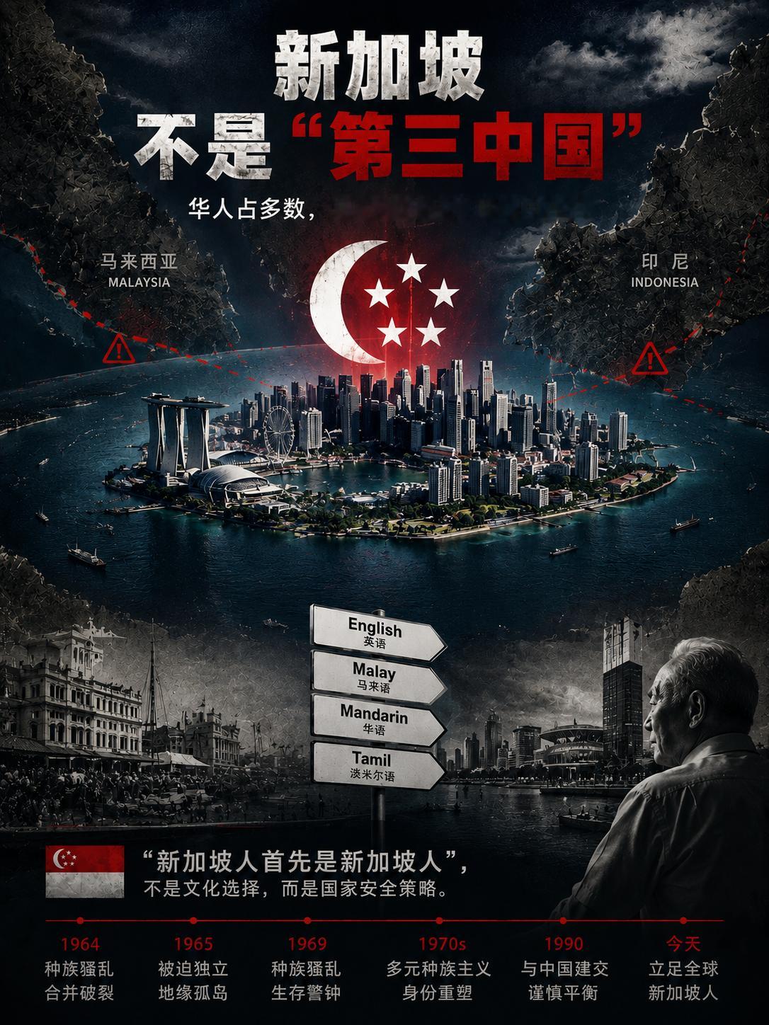 Claude说，新加坡建国（1965年）的根本困境在于：它是一个华人占多数、但必