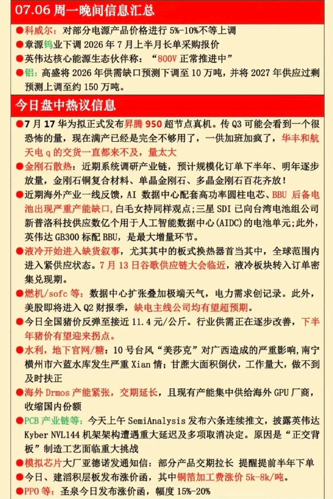 7.06周一  晚间：财经热点信息参考！ 