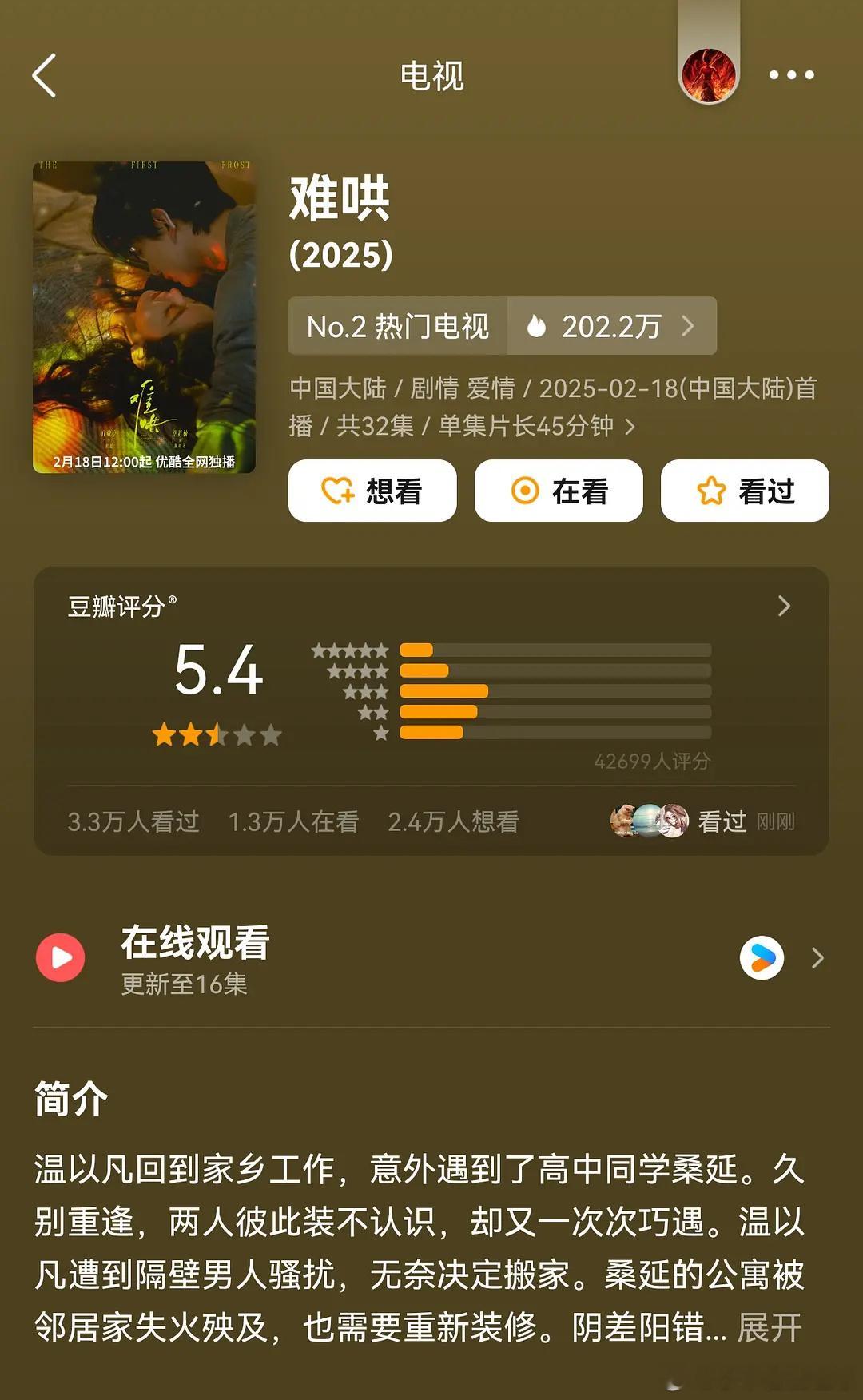 白敬亭章若楠难哄豆瓣开分5.4，高了还是低了？ 