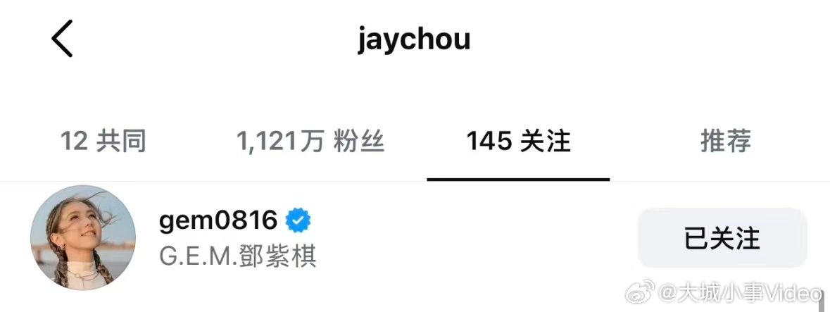 【周杰伦邓紫棋互关】周杰伦社媒回关邓紫棋 4月7日，周杰伦在社媒回关了邓紫棋，两