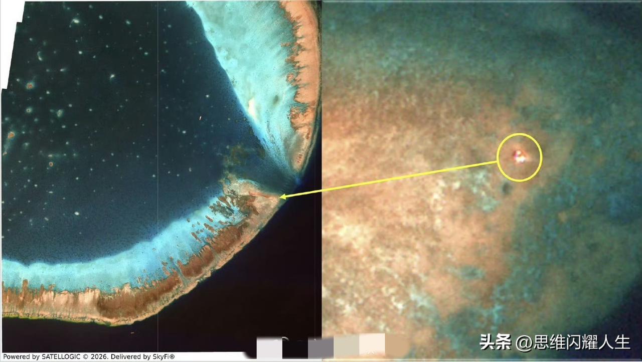 嘿嘿嘿，有歪果仁发现咱们黄岩岛口子边上的那个不明结构物突然消失了！[憨笑][憨笑