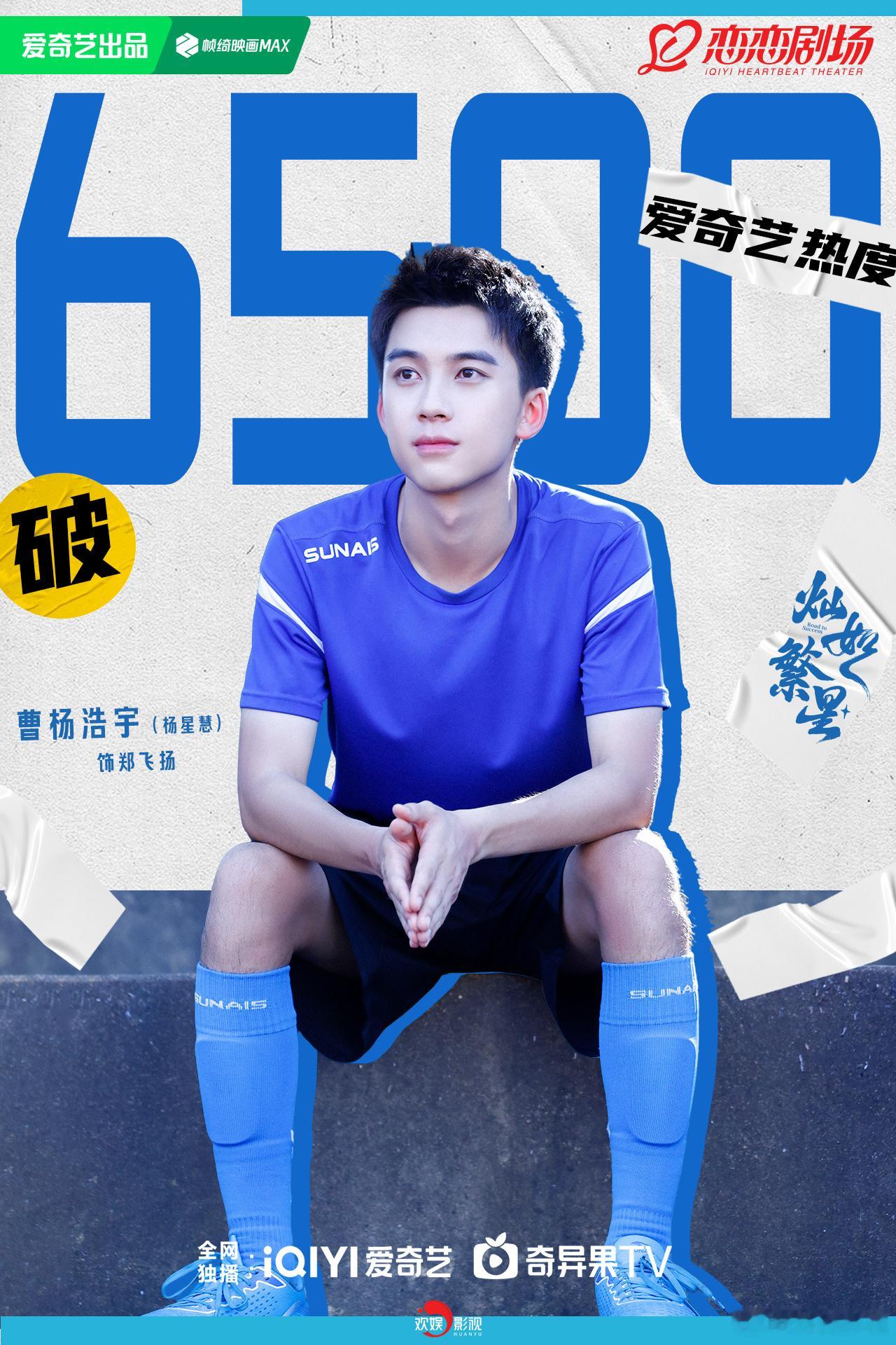 向阳奔跑，不负热爱。恭喜欢娱影视演员出演的《灿如繁星 》爱奇艺热度破6500！ 