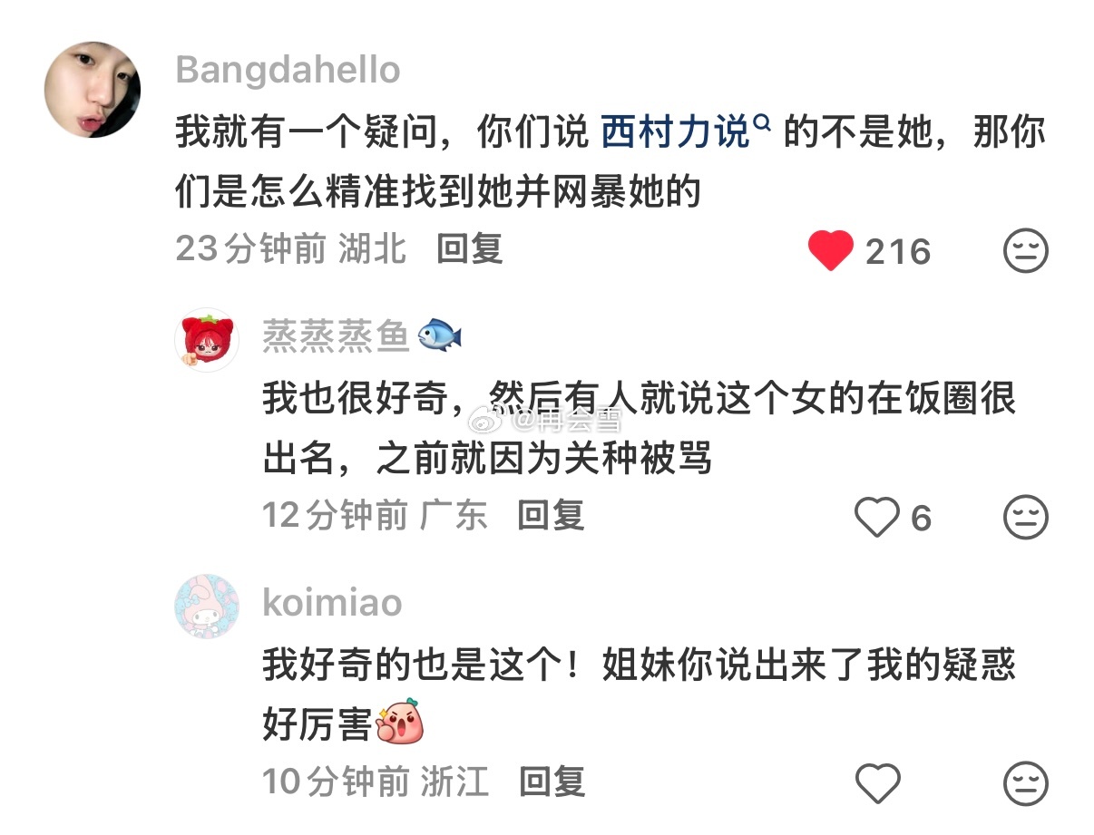 说的特别对呀 粉丝在那里洗西村力没有特指，那粉丝为啥只去骂mina呢 