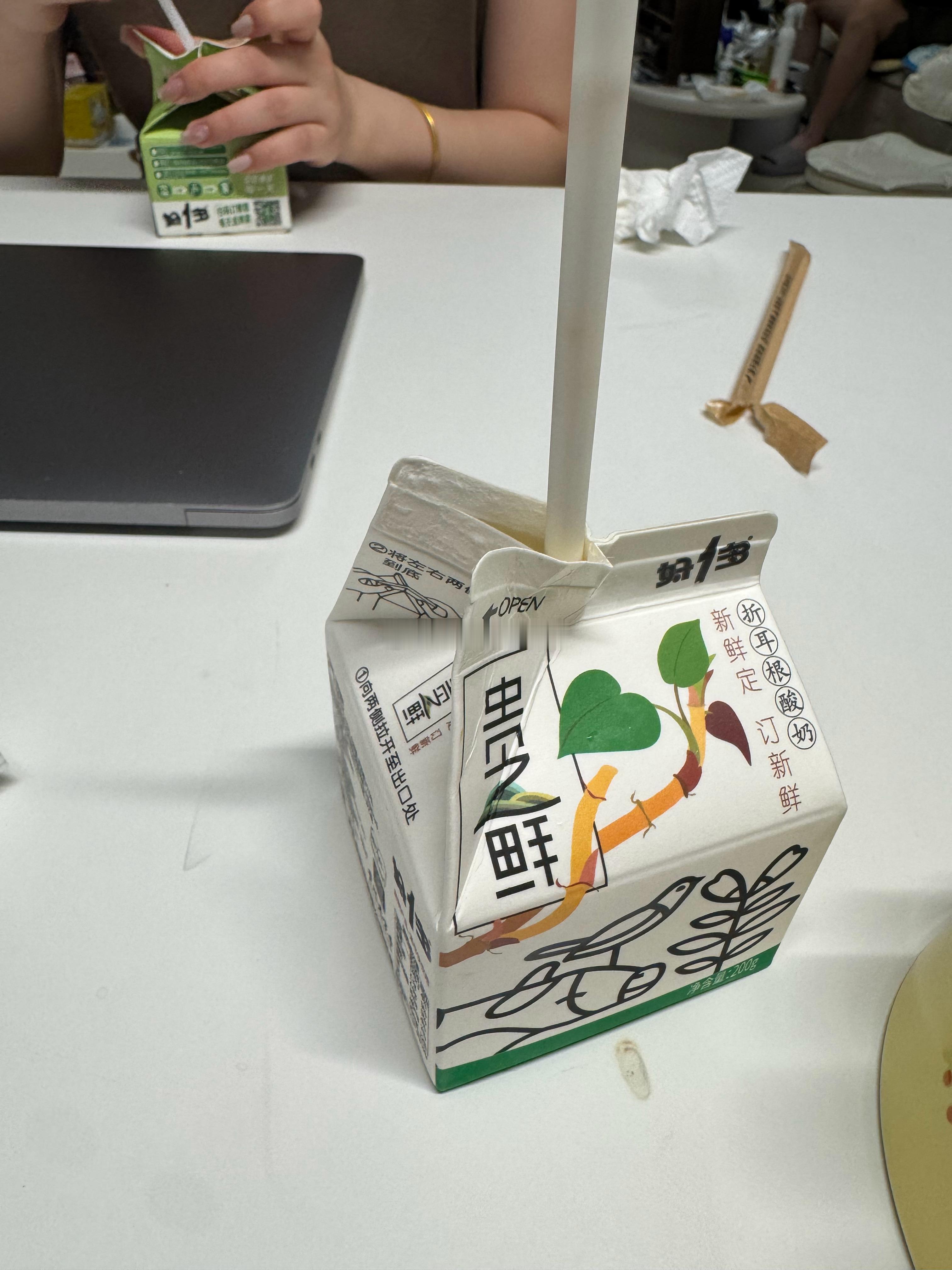 媳妇从贵阳带的折耳根酸奶回来，我一个比较喜欢吃折耳根的人都喝不惯，里面有折耳根果