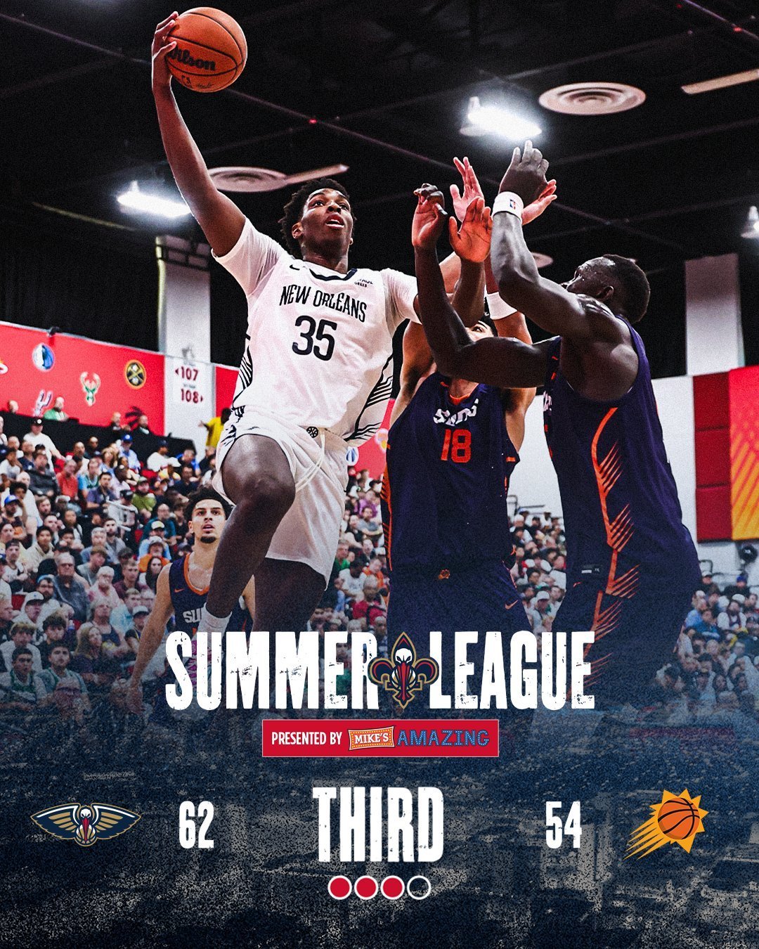 第三节依旧保持领先优势！！！✔️新奥尔良鹈鹕 ｜鹈鹕冠顶 ｜nba夏季联赛  c