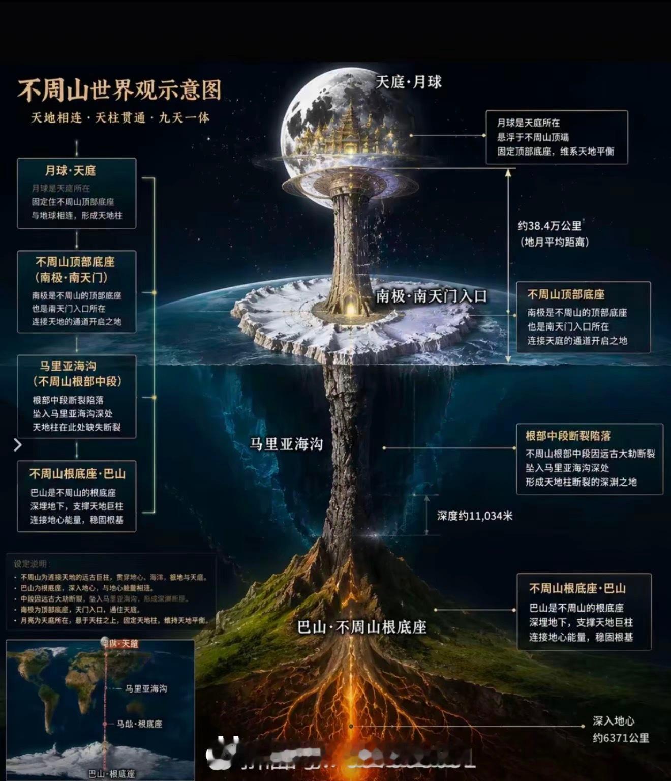 不周山世界观示意图 。试想下，我们的世界就是一台电脑，地球是主机，月球就是云端服