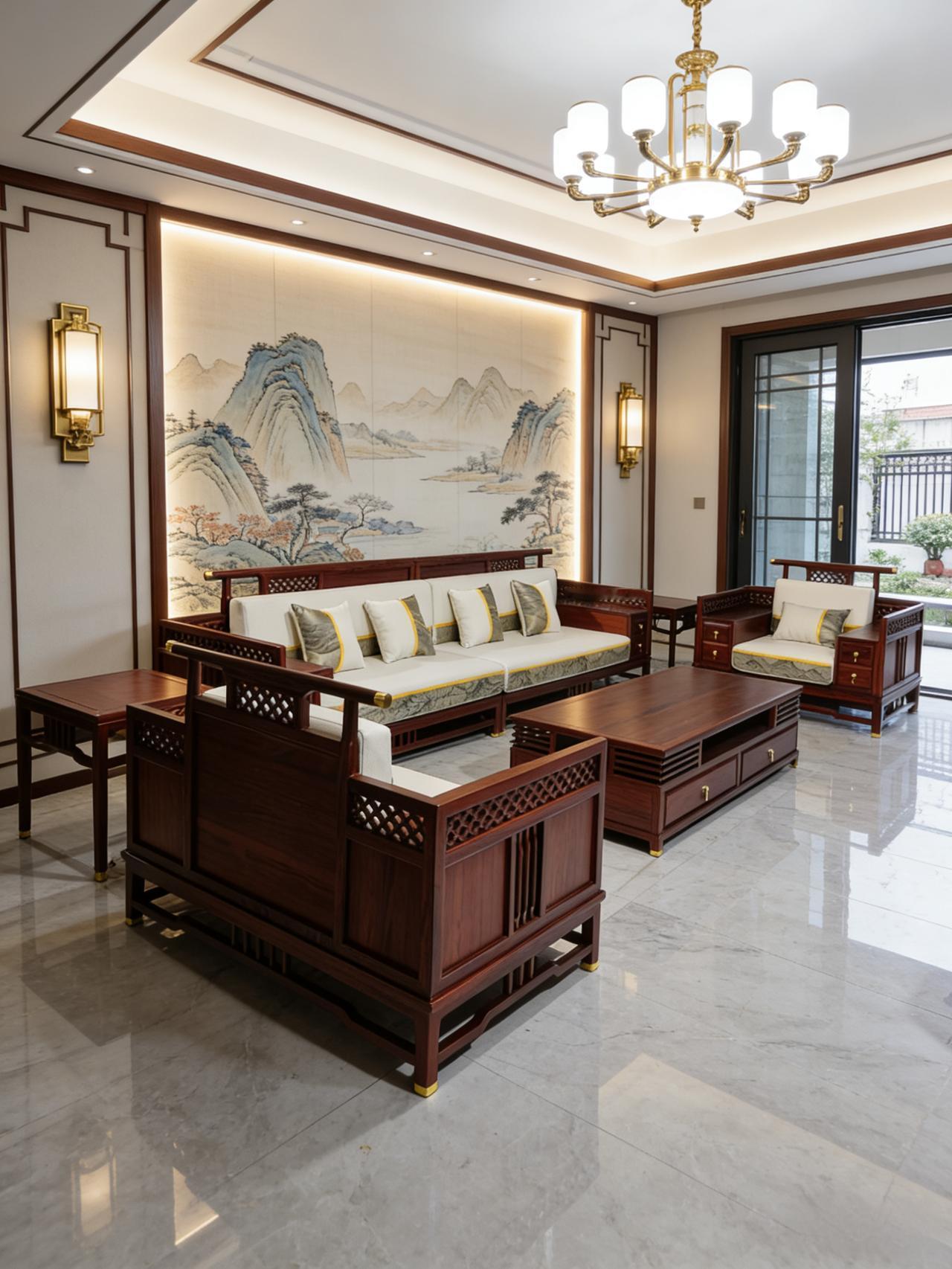 新中式家具 新中式沙发 全屋定制家具 客厅搭配 国风古韵