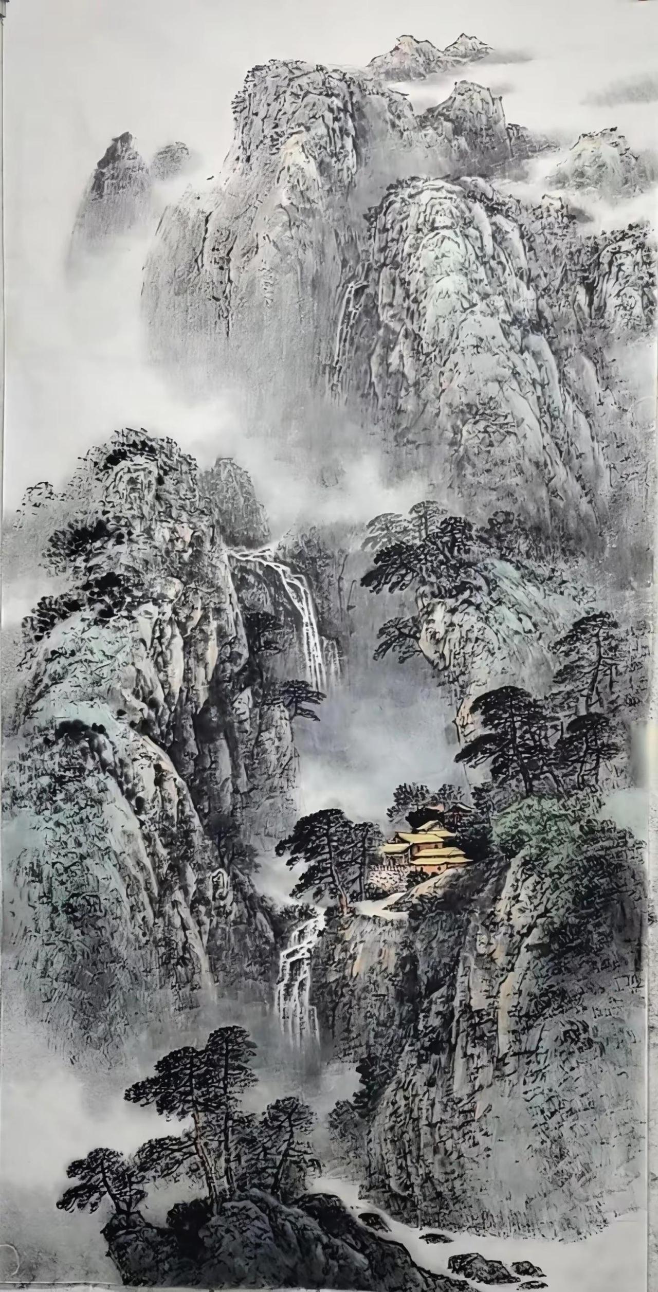 云壑听泉。国画书画欣赏 国画挑战 书画艺术 晒出我的绘画作品