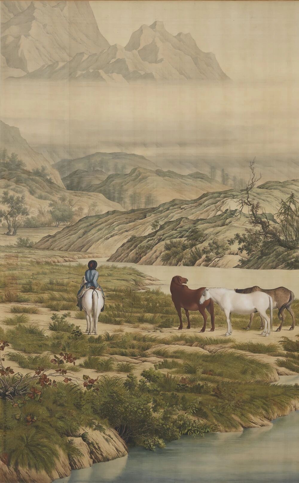 雍正六年歲次戊申仲春 臣郎世寧恭畫雍正六年郎世宁画《百骏图》，藏台北故博 