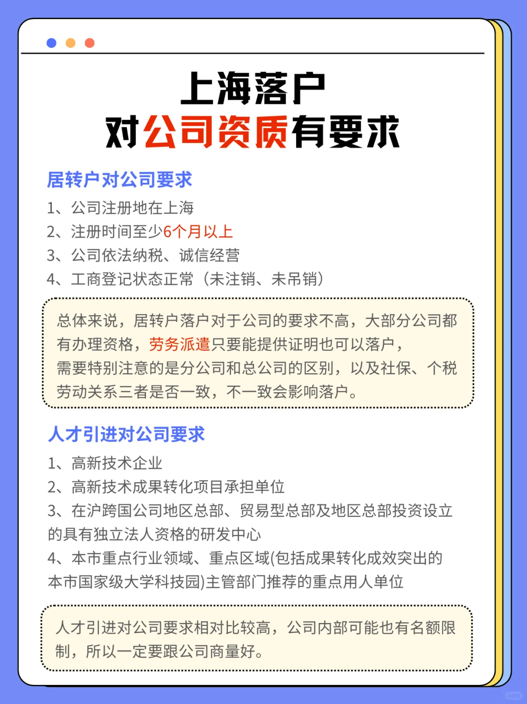 落户上海对公司资质有什么要求？超全整理