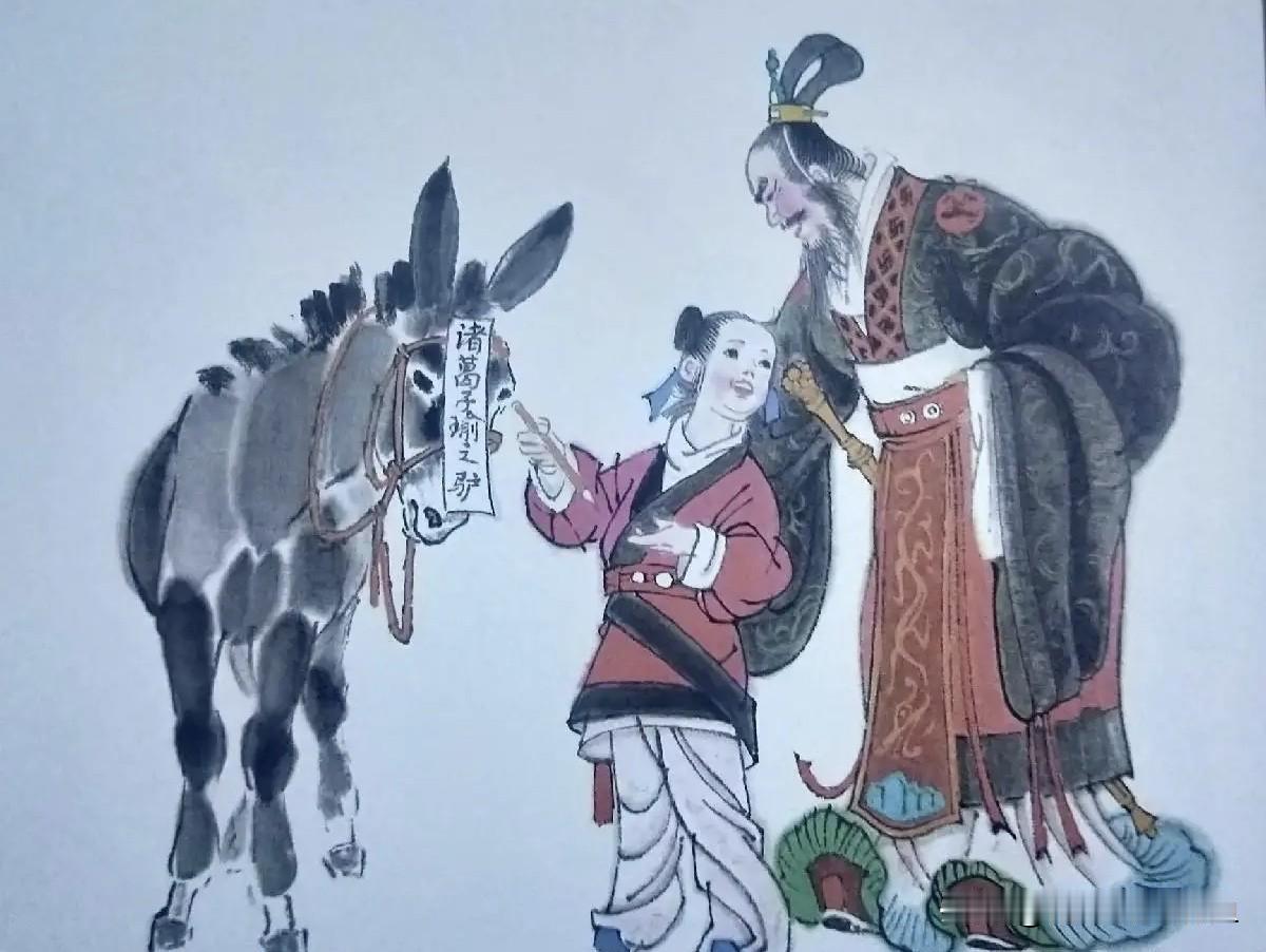 有一次孙权举行宴会，诸葛瑾带着诸葛恪参加，孙权于是要和诸葛瑾父子来一个玩笑。
孙