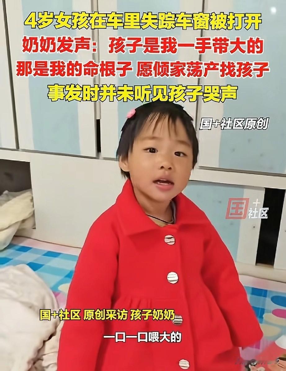 孩子你在哪里？快点回来吧！
你的爷爷奶奶等你回家
辽宁4岁女孩在车里失踪，在农村