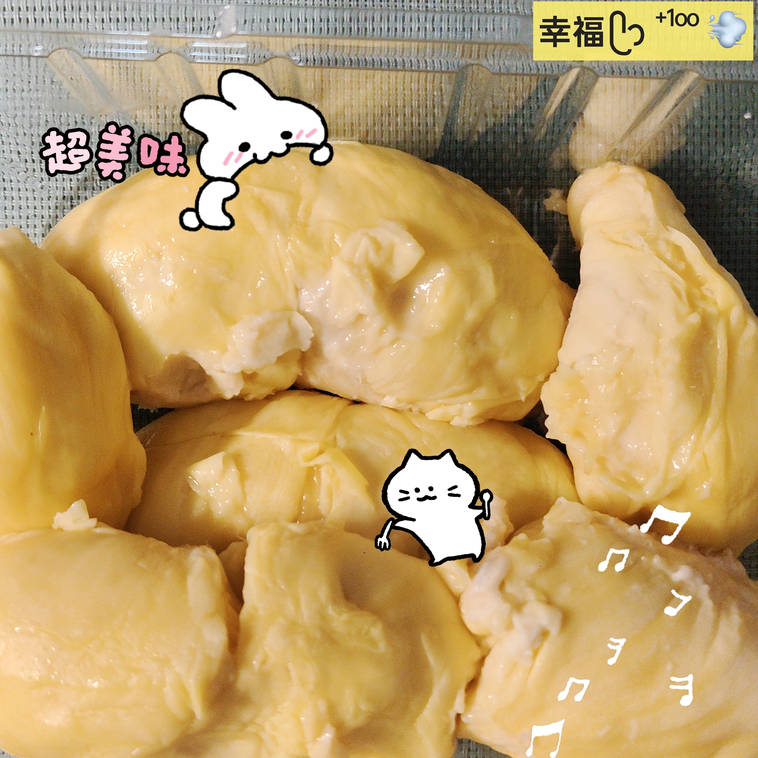 我说明后天可能来姨妈想吃榴莲补补 我妈买了个大榴莲 软糯香甜～lucky的碎言碎