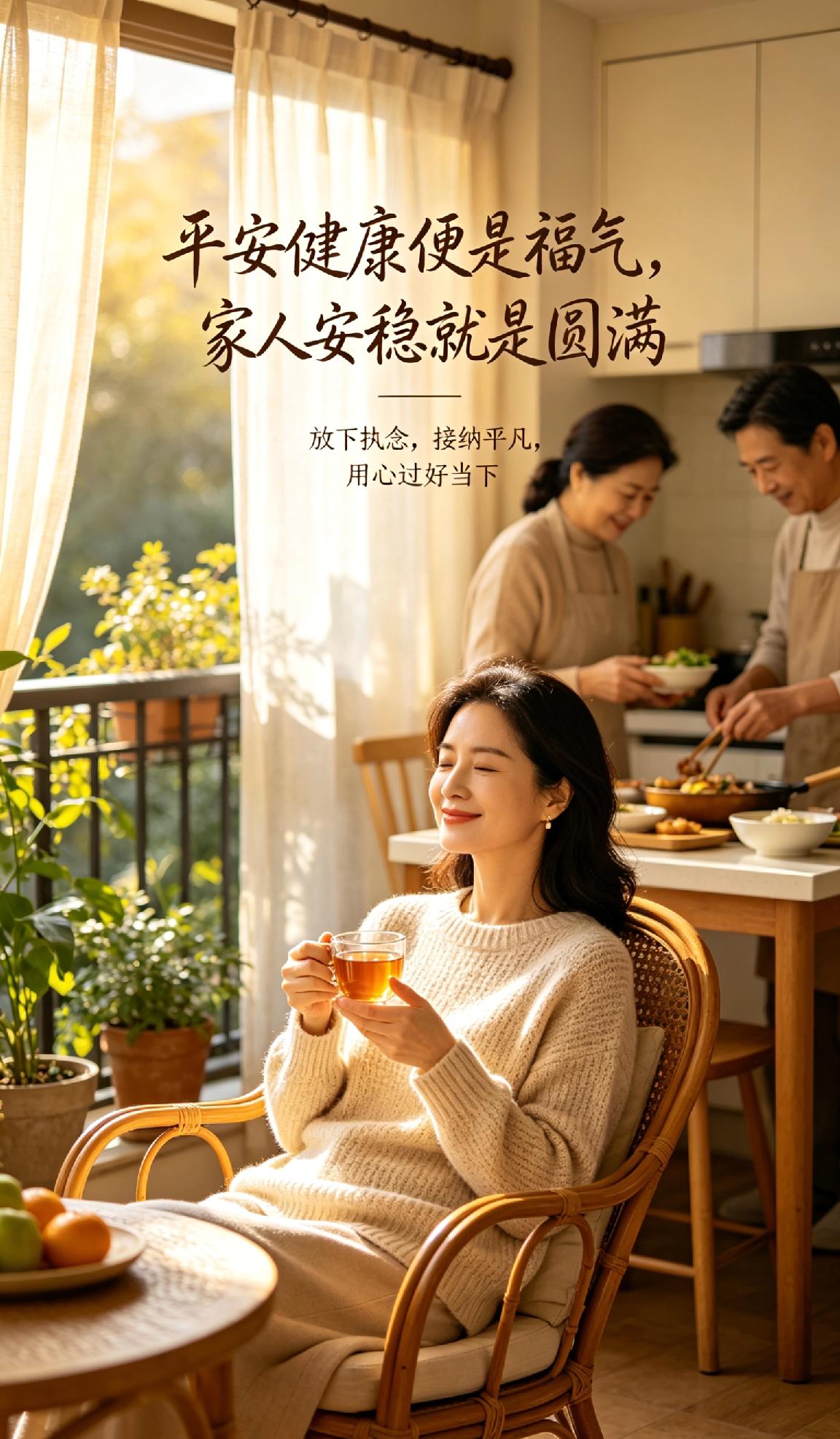 人生最大的感悟，不过是平安健康便是福气，家人安稳就是圆满。不必强求不属于自己的东